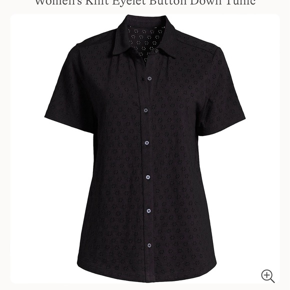 Lands’ End Knit Eyelet Tunic Button Down Top - Picture 2 of 13